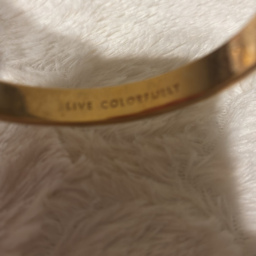Kate Spade ♠️“Live Colorfully” Hot Pink w/Gold‎ Spades Idiom Bangle Bracelet - Picture 3 of 11